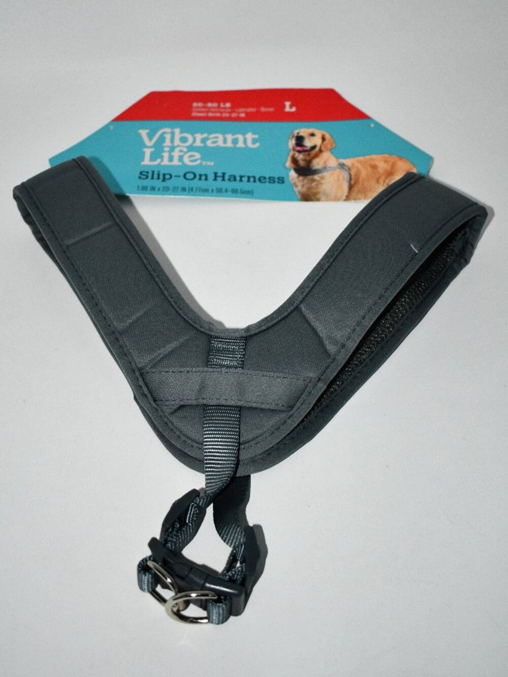 Vibrant Life Slip-On Dog Harness Gray Large L Padded 60-90 lbs NWT